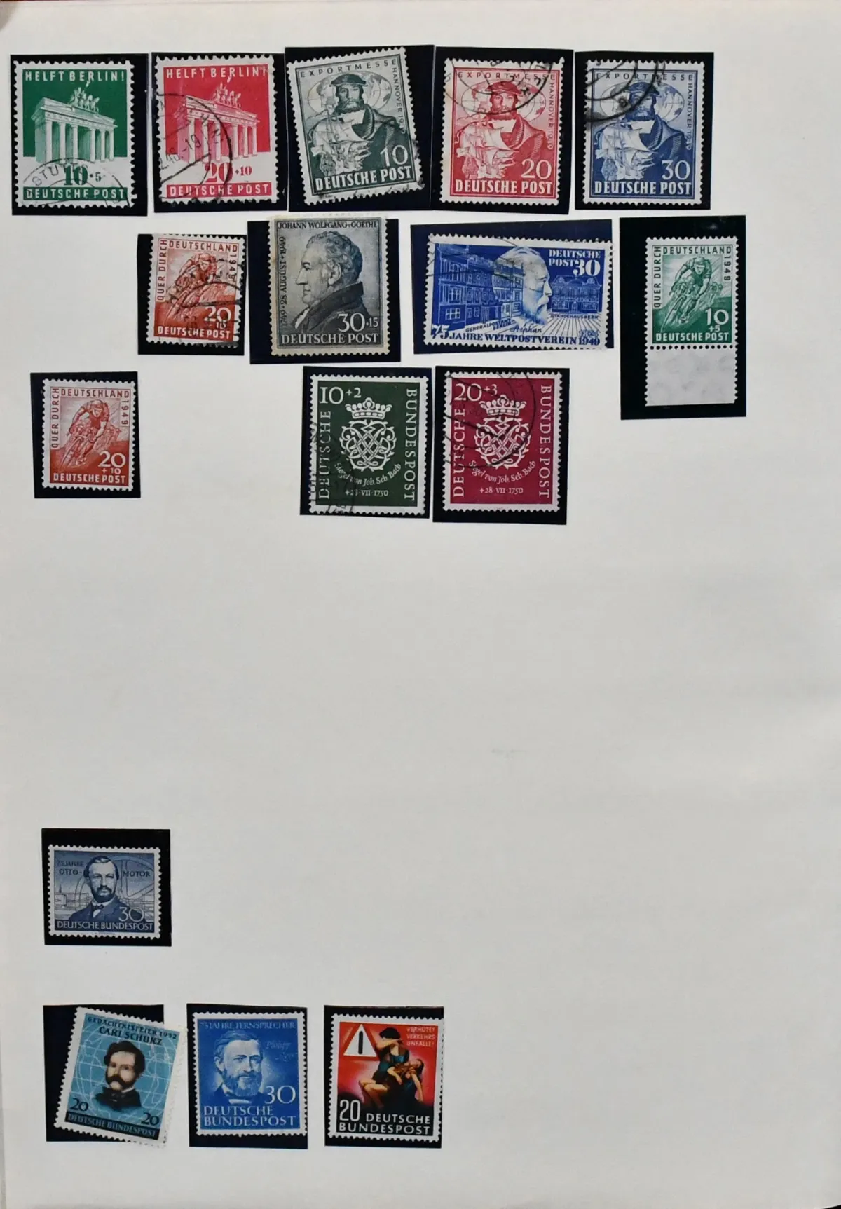 Bizone/Bund, Slg. mit Bl. 1 postfr., sowie Bund ab postfr. und gest. Nr. 111/12 mind. einmal kpl., bis 1978, häufig sogar in beiden Erhaltungen vorhanden.…