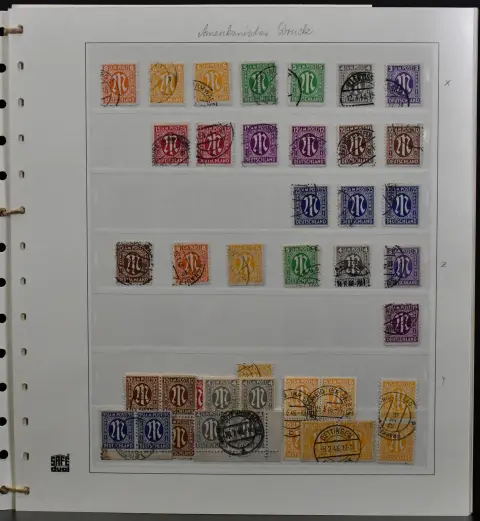 Bizone, 1945/49, gest. Slg. ab AM-Post, mit Nr. 1/35 inkl. zweimal Nr. 34/35 (ungepr.), 36/51I/II, 16 Werte ex Nr. 52/68I/II inkl. Nr. 53I u. 59II, Bauten…
