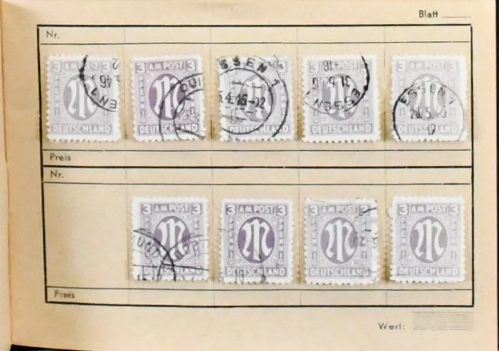 AM-Post, no. 17, lot of about 900 used values with many better colours recognisable at first glance, in four old selection booklets. Mi. cheapest already four-figure