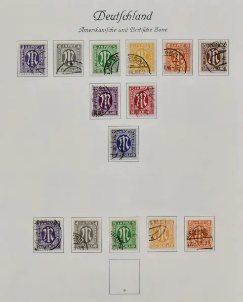 Bizone, 1945/49, überwiegend gestempelte Slg. ab AM-Post, mit Nr. 36/51I/II inkl. Nr. 49I, Bauten, Nr. 101/10, Bl. 1 auf Gedenkblatt (Mi. für FDC 500,-) usw.,…