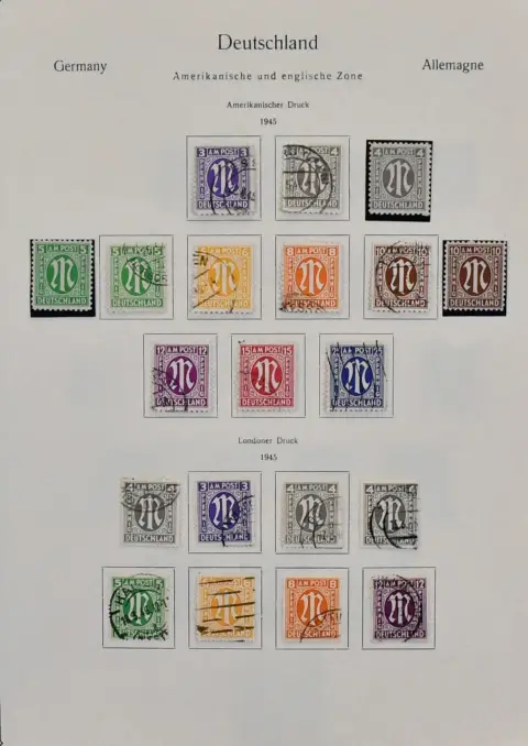 Bizone, 1945/1949, Slg. ab AM-Post mit gest., ungeprüften Nr. 34/35, einigen Aufdruck-Werten, Bauten eg/wg und beiden Typen der Mark-Werte kpl., Nr. 101/10…