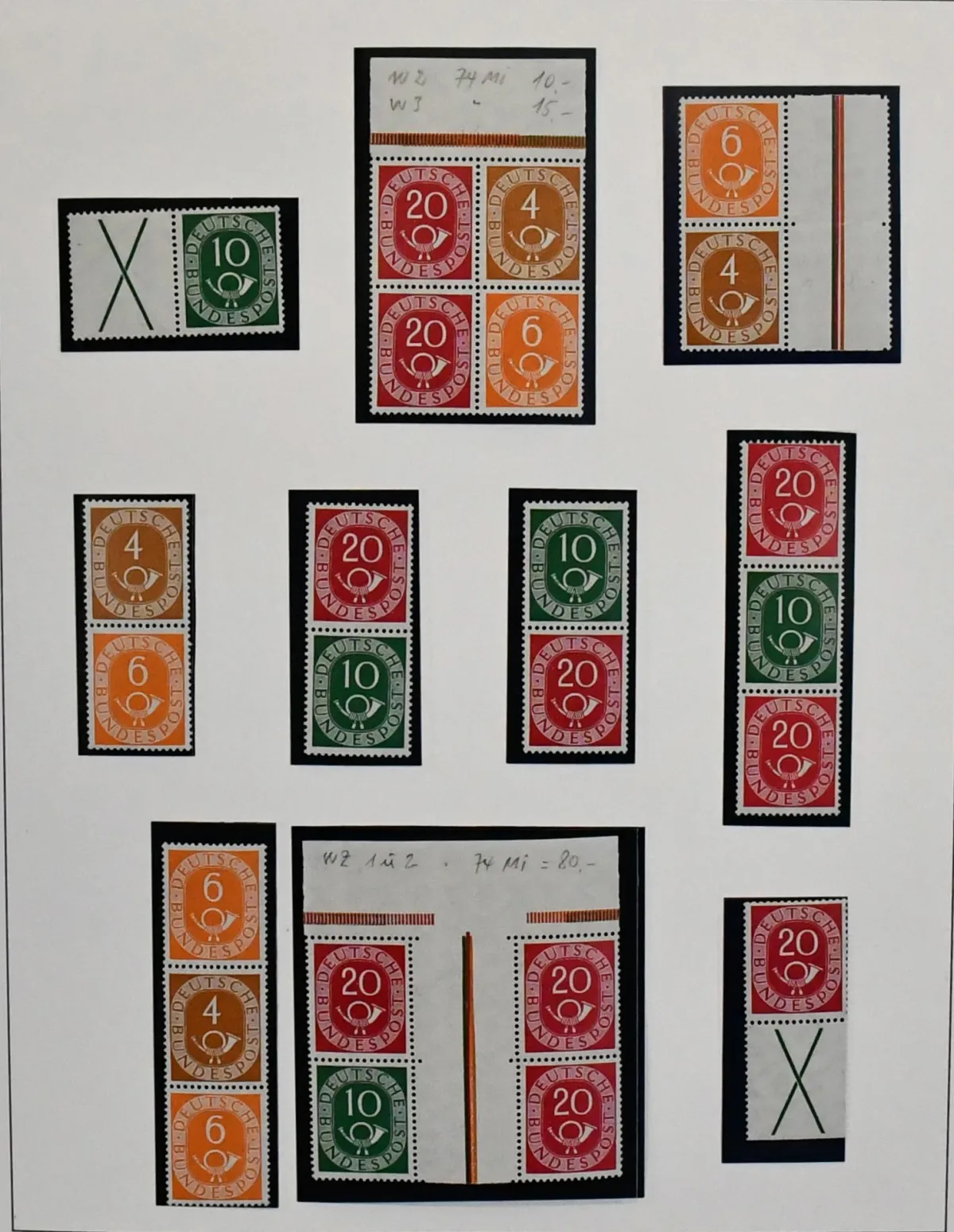 Bund, 1951-1991, postfrische Zusammendruck-Spezialsammlung im SAFE-Binder, ab Posthorn mit WZ1 u. 2, W1-3, S3-5, Heuss '55 gut besetzt, u.a. WZ5-8, S15/16 in…