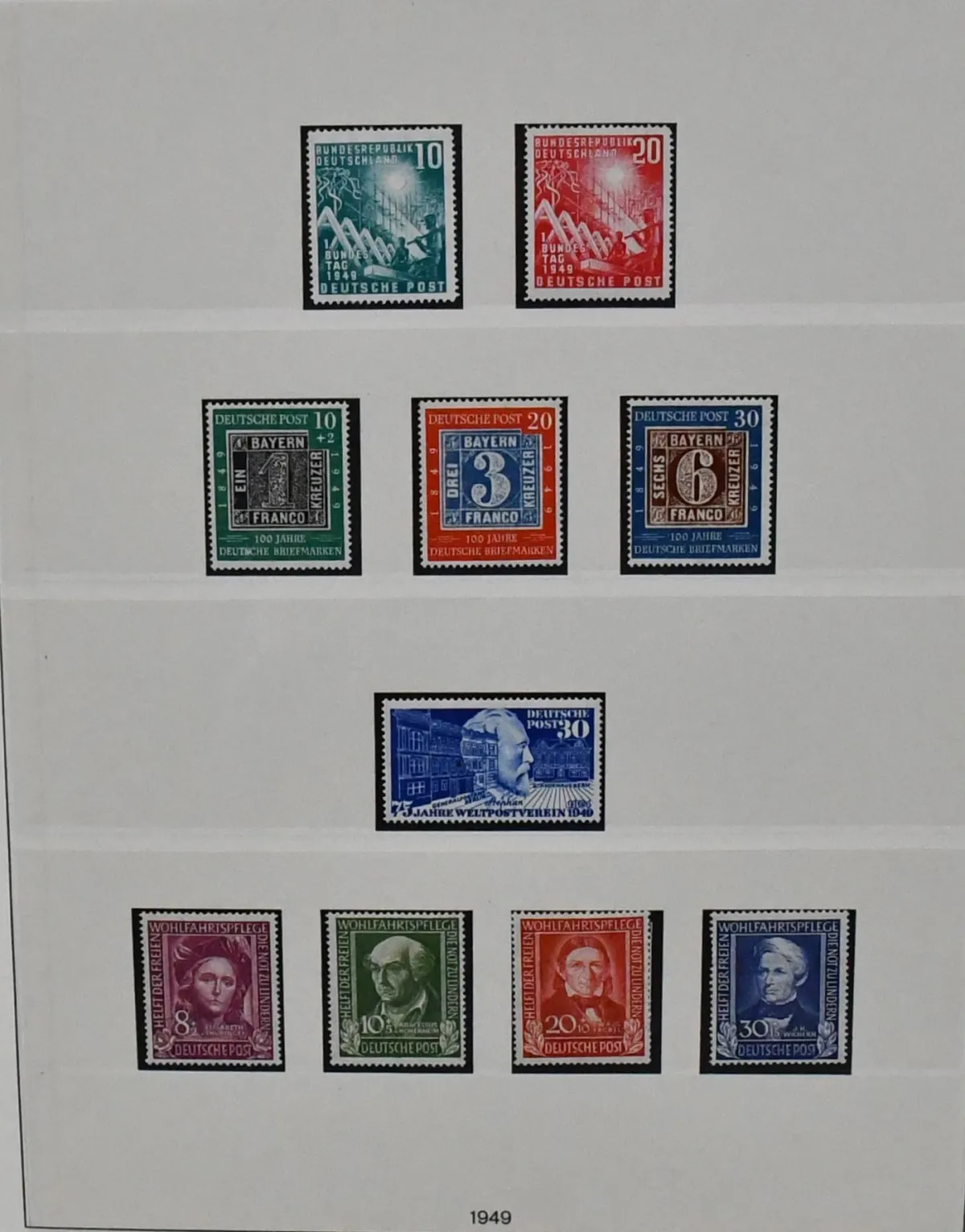Bund, 1949-1963, postfr. und gest., doppelt geführte Slg. im Lindner-Vordruckalbum, bis auf 50 bis 90 Pfg. Posthorn postfrisch, in beiden Erhaltungen kpl. mit…