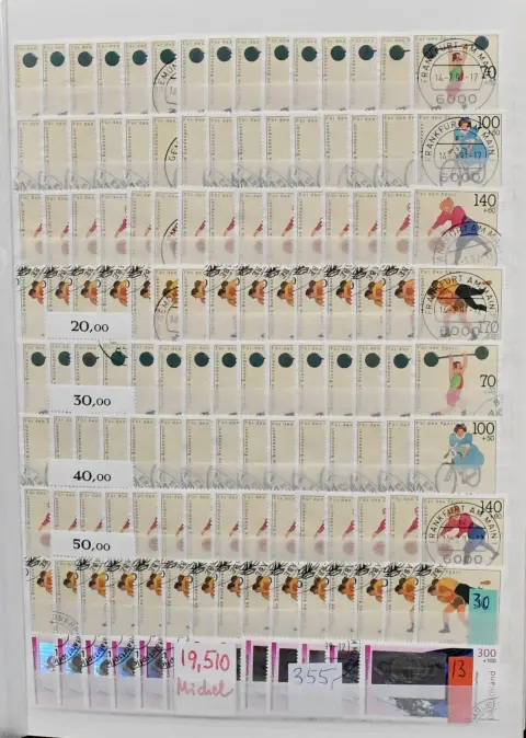 Bund, 1975/2000, umfangreicher Bestand nur kompletter (!) Zuschlagssätze, quasi alle mit Versandstellenstempel entwertet, inkl. vieler Jugend- und…