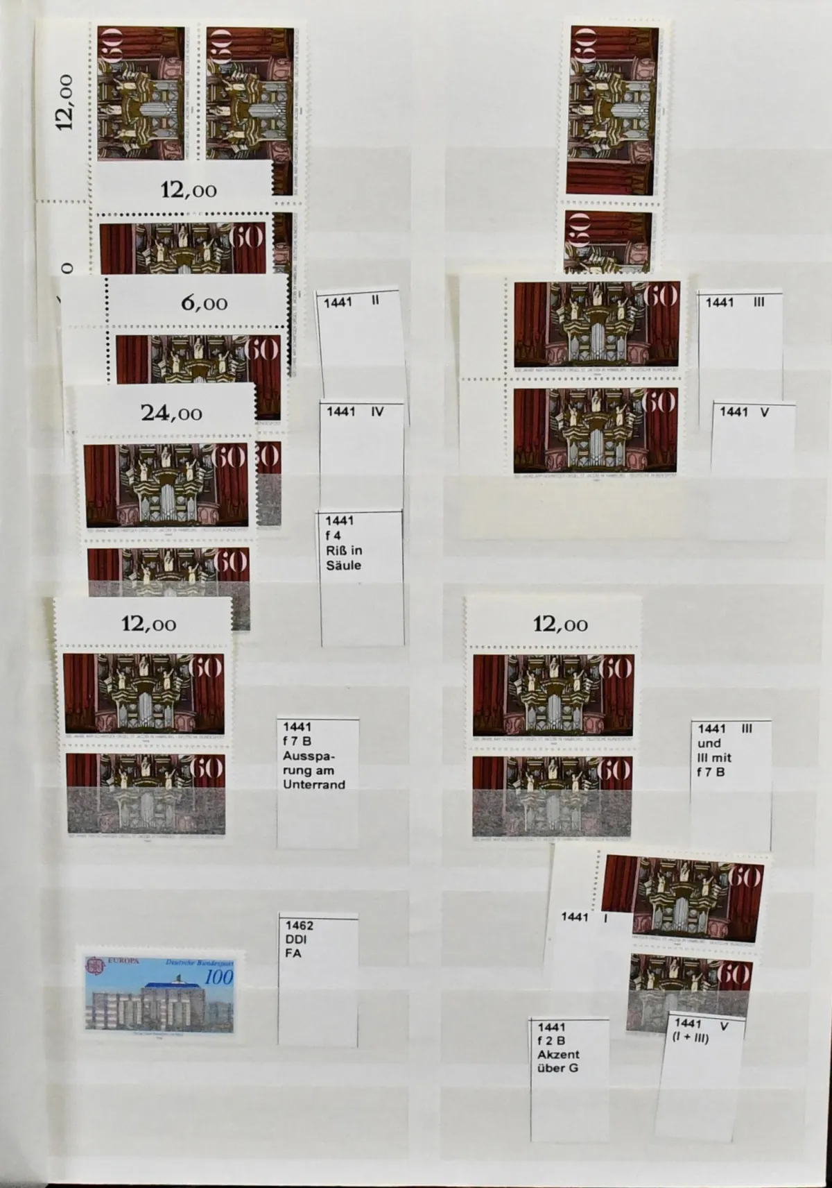 Bund, 1989-1991, postfrische Spezialslg. nur Besonderheiten, dabei Plattenfehler wie Nr. 1441I-V, 1477I/II, 1482I/II, Bl. 22I, II, IV, 1483I, 1491I, 1500I,…