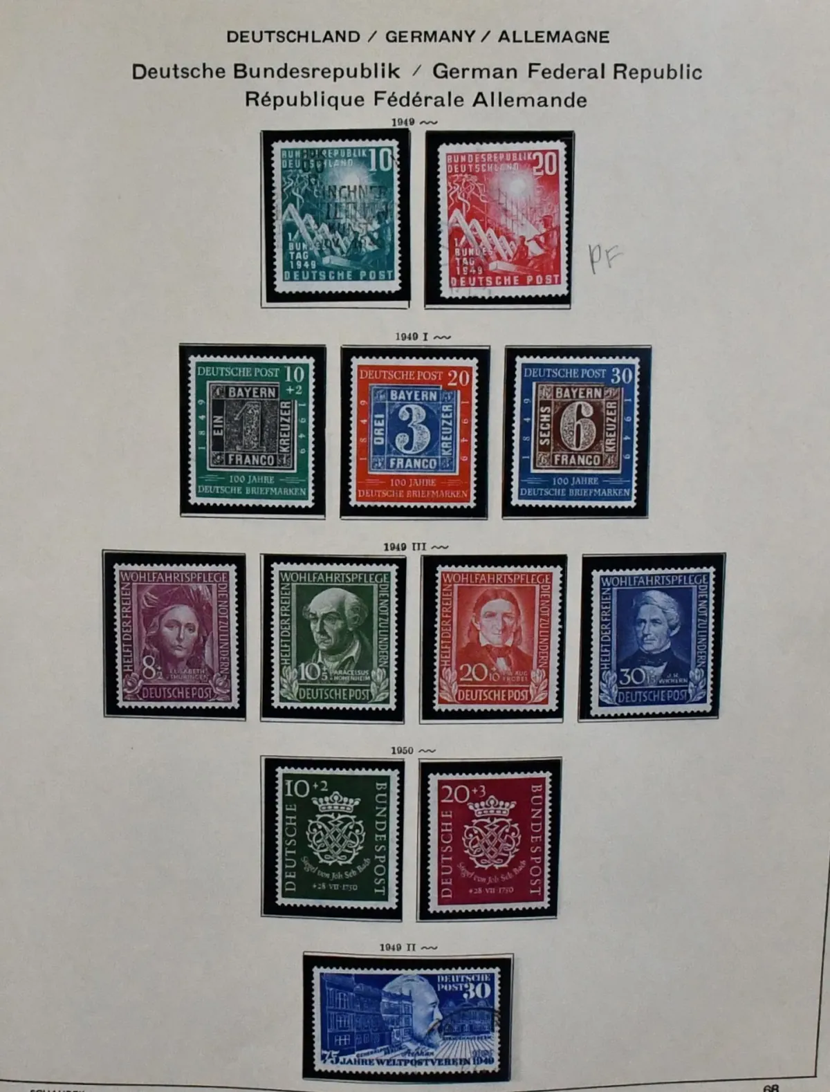 Germany, 1949/1987, complete collection, either mint or cancelled, among others with no. 113/15, 117/22, 139/46, 156/59, 171/76, each mint, no. 112 with PF VII (Mi.…