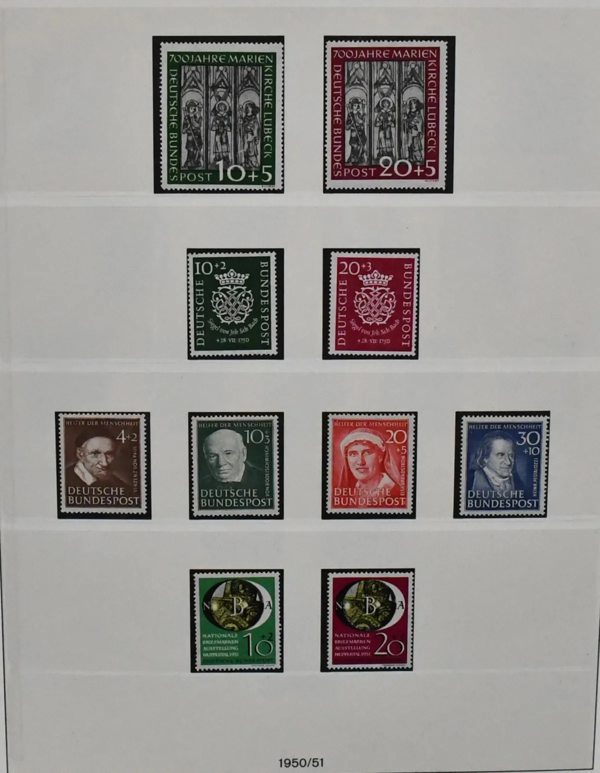 Germany, 1949-1969, mint never hinged collection in SAFE-Dual pre-printed album with slipcase, except the Posthorn set and 70 Pfg. Heuss I complete with all key values, e.g. no. 111-12, 113-15, 116, 117-19, 120-21, 139-40, 143-46, 50 Pfg. Heuss I etc., as well as Heuss Lumo etc., clean object with high catalogue value!