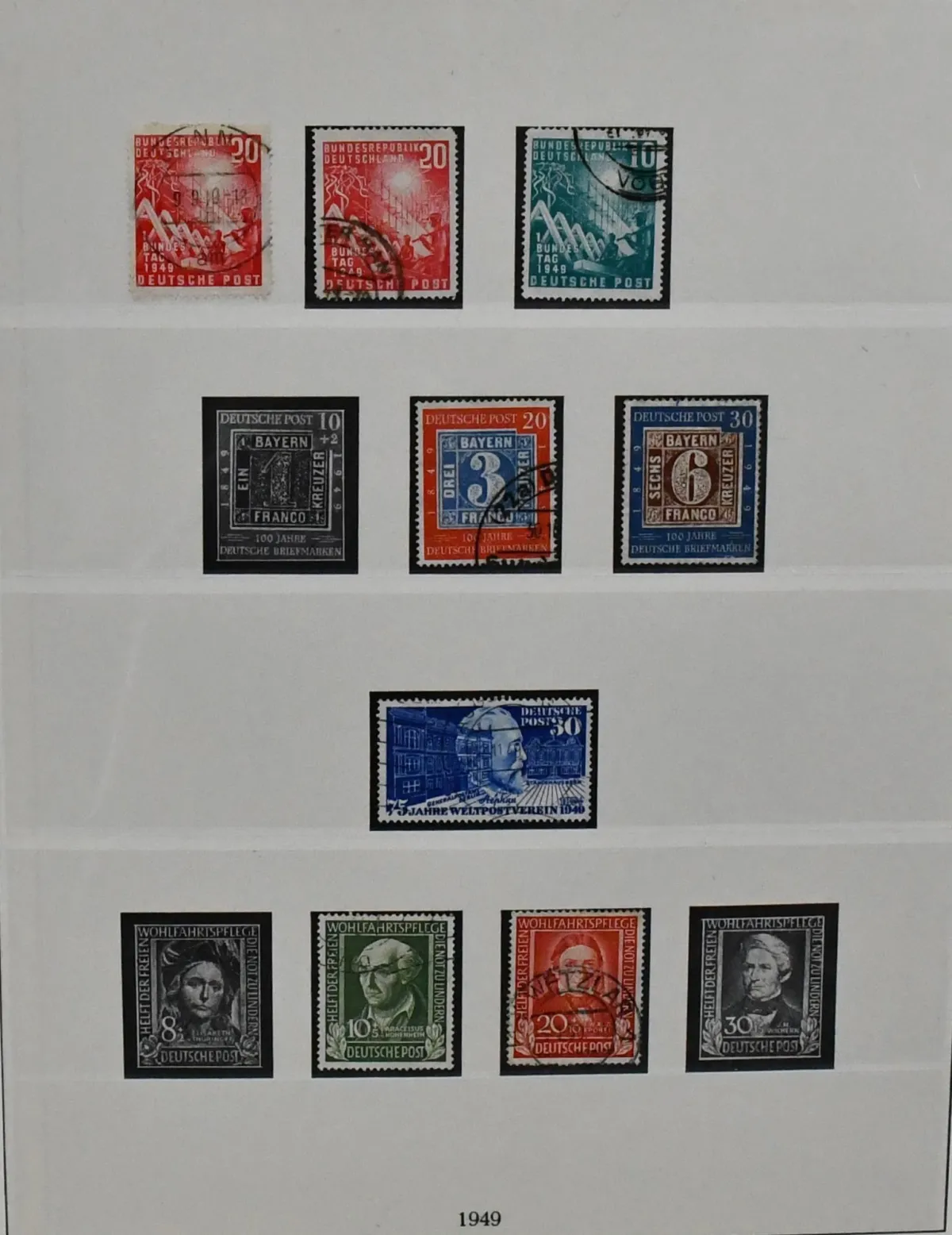 Germany, 1949-1975, almost exclusively used collection in two Lindner pre-printed albums, including many good early values such as no. 111, 112(2), 114-15, 116, 139 with PF II, 140, Posthorn se-tenant (partly mint), etc., repeatedly interspersed with interesting covers, booklets, coil stamps and printing varieties (here mostly mint), an unusual object with substance