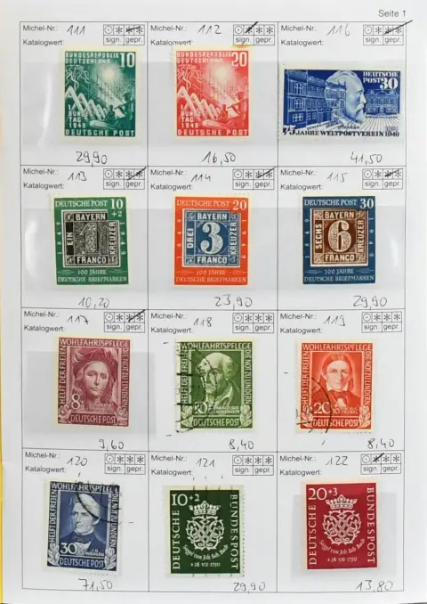 Bund, 1949-57, Sammlungsteil nur der ersten Jahre ab Nr. 111-22 (u.a. Nr. 113-15 postfr.), dabei Posthorn, bis auf 8 Pfg., kpl. ungebr., 40 Pfg. sogar…