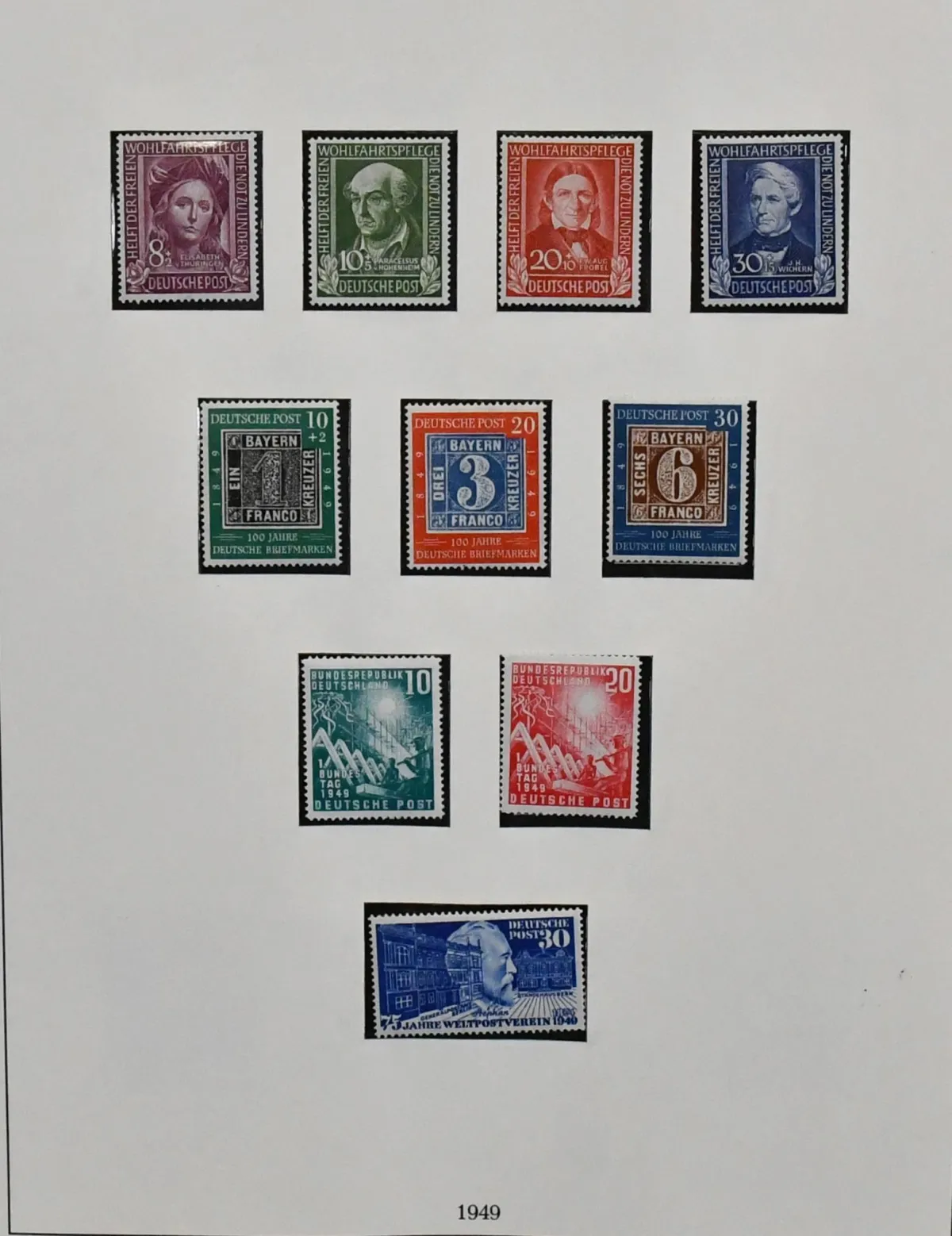 Bondsrepubliek, 1949-1974, bijna complete postfrisse verzameling (zonder Posthorn) in goede kwaliteit met verder alle beginjaren, waaronder nr. 111/12, 113/15, 117/20, 121/22, 139/40,...
