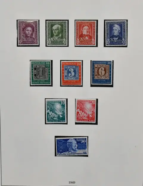 Bund, 1949-1974, annähernd kpl. postfrische (ohne Posthorn) Slg. in guter Qualität mit sonst allen Anfängen, dabei Nr. 111/12, 113/15, 117/20, 121/22, 139/40,…