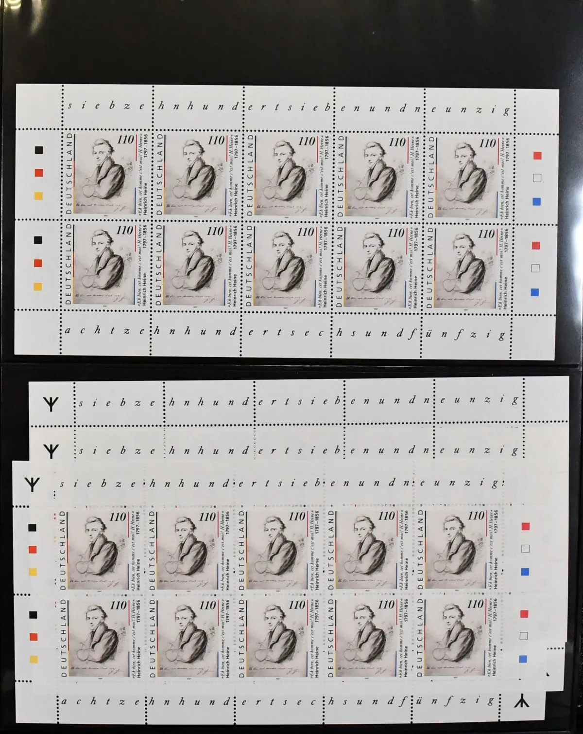 Bund, 1994-2000, postfrische Zehnerbogen-Slg. in zwei Bänden, insgestamt 330 KLB. Hoher Katalogwert (geschätzte 6000,- Mi.)
