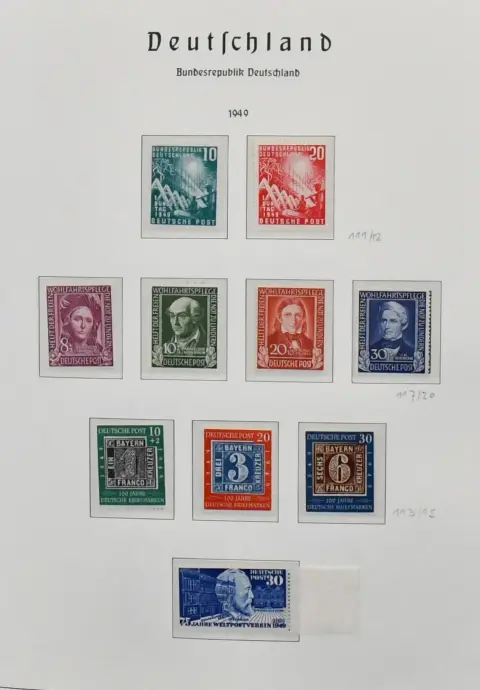 SRN, 1949/2000, ražená sbírka, od č. 111/12, bez Posthorn, kompletní, se všemi charitativními sadami, č. 111/22, 139/42, Heuss (č. 189/90 přegumováno) atd., ve dvou albech Leuchtturm. Mi. 5500,-