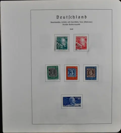 SRN, 1949-1965, více než kompletní sbírka na předtištěných listech, většinou nepoužitá, se všemi lepšími počátečními hodnotami včetně Posthorn, plus různé Heuss-Zus.-Drucke od 1955