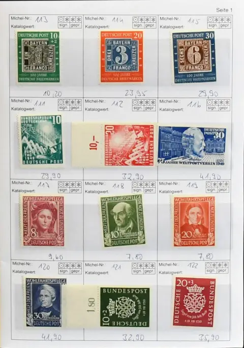Bund, 1949-1957, bez Posthorn, kompl. nové bez nálepky (č. 111-267, č. 189 guma nejistá)