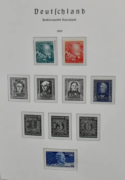 SRN, 1949-1980, originální sbírka v předtištěném albu Leuchtturm, zpočátku poněkud nepoužitá, ale také rané hodnoty částečně neorazítkované, včetně č. 111 s PF V (bez…