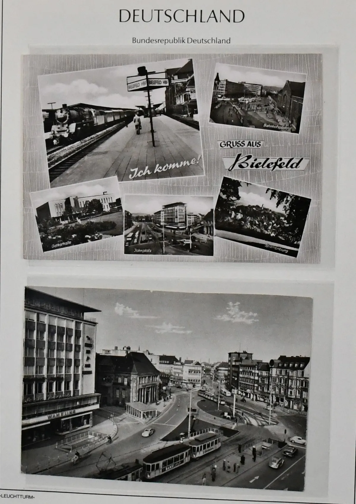 Federal Republic, 1955/56, specialized collection with alone 145 covers as well as numerous loose stamps, all with "Bielefeld" cancellations or reference, many centrally cancelled luxury items, welfare with three letters no. 225, set multiple times loose etc.