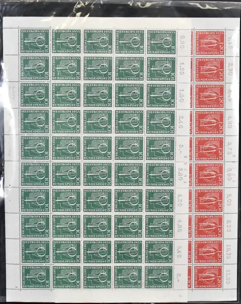 Germany, Westropa 1955, Mi.-Nr. 217/18 in complete mint never hinged sheet set, Mi. 850,-