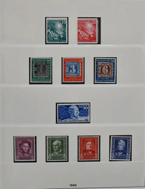 Germany, 1949-1969, unused collection, almost complete (except Posthorn top values), otherwise with all better early values, including Helfer der Menschheit, Marienkirche etc., partly removed from backing and therefore very cheaply priced