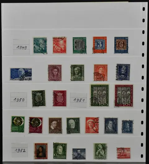 Germany, 1949-1975, almost complete used collection with the better beginnings, includes no. 113/15, Helferserien sets, 139/40, 141/42 etc. (without definitive sets), plus further parts up to 1999