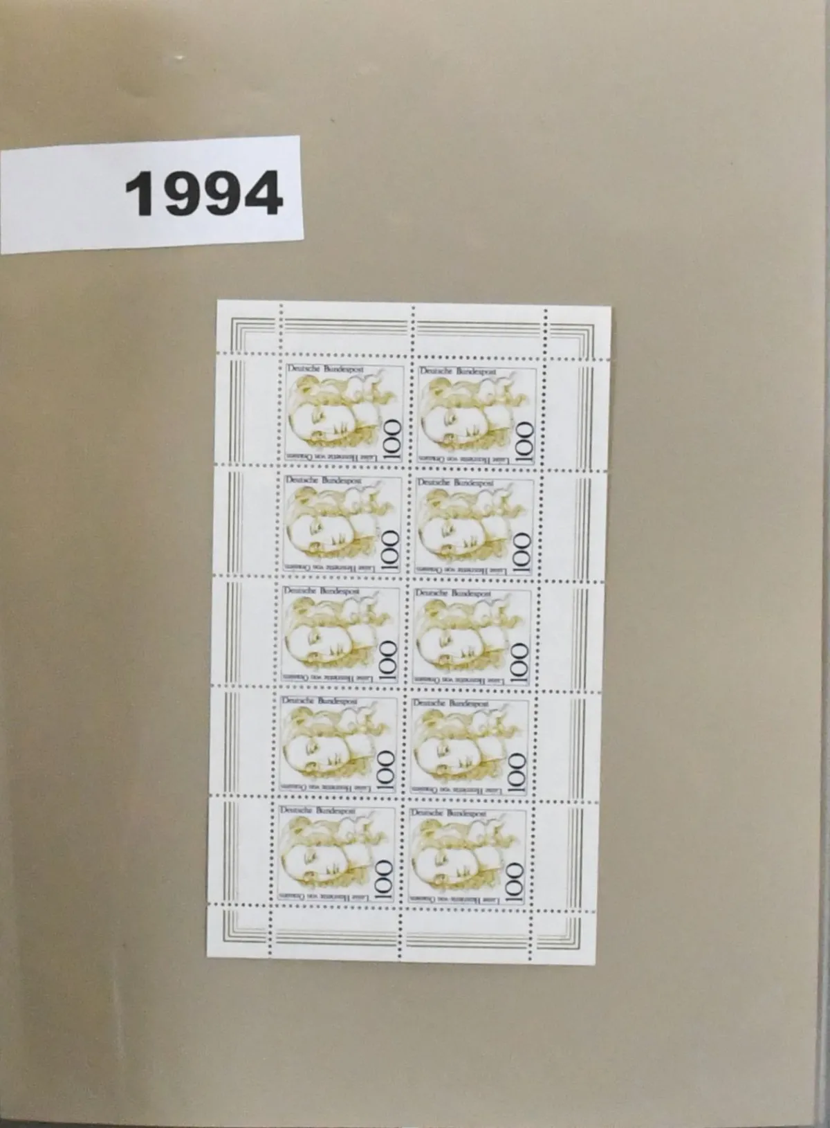 Bund, postfrische Slg. Zehnerbogen, von 1994 bis Ende 1996 kpl. Mi. 2500,-