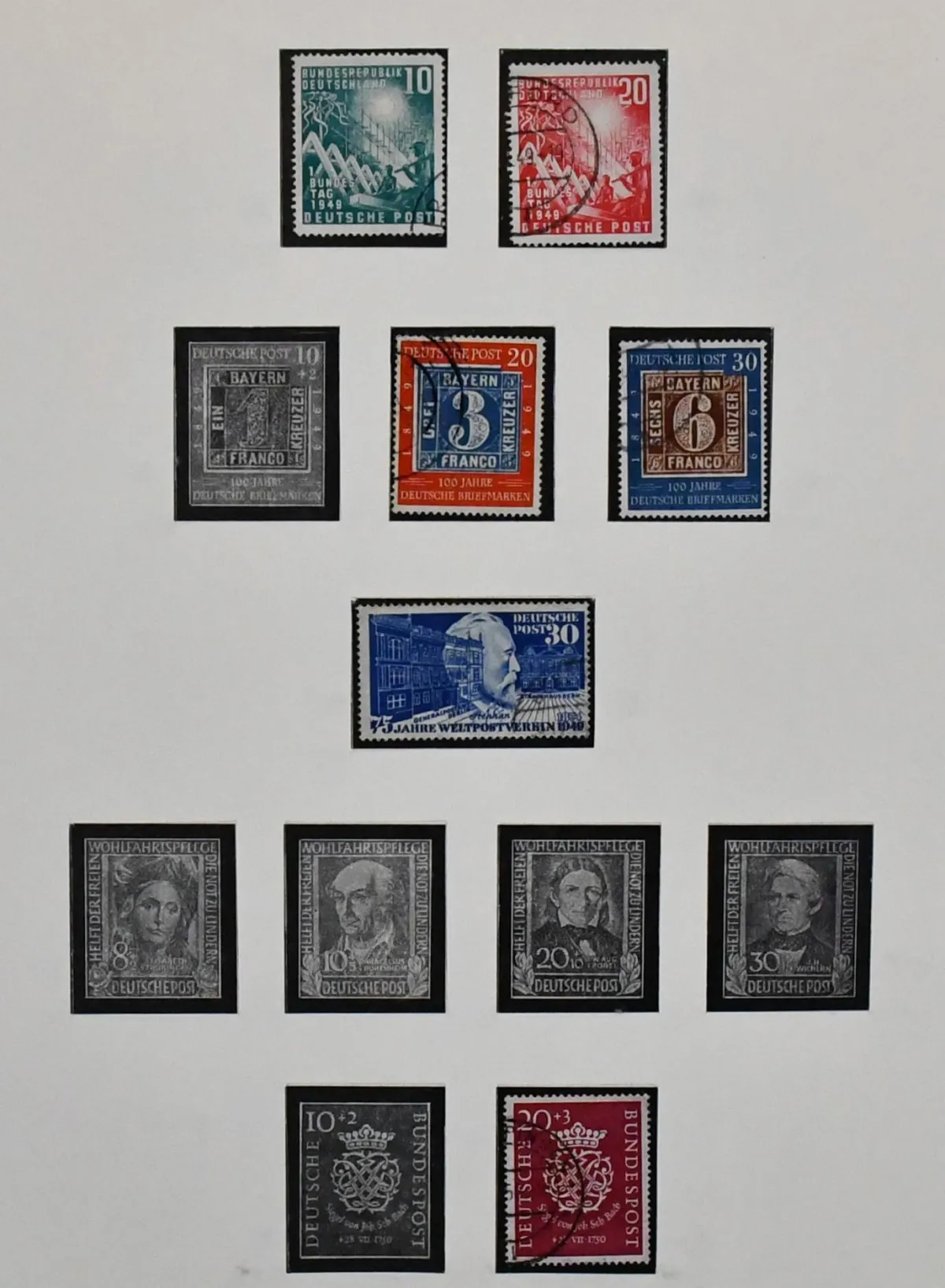 Bund, 1949/1977, gest. Slg. ab Nr. 111/12, mit Nr. 114 PF II (Mi. 180,-), 115/16, 121, 143/47 usw., von 1952-1977, bis auf wenige Werte, kpl., im…
