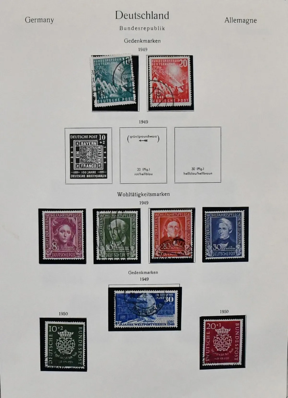 Germany, 1949/1984, used collection from no. 111/12, with no. 116, 121/22 etc., complete from 1952-1984, in KABE pre-printed album. Mi. 2300,-