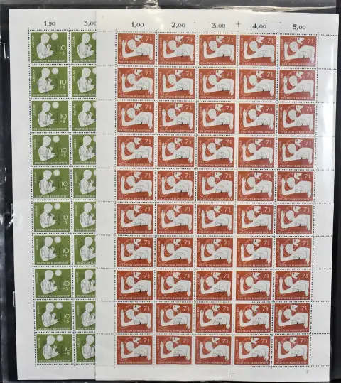 Germany, Youth 1956, Mi.-Nr. 232-33 in complete mint sheet set (incl. no. 232FNR2), Mi. at least 500,-