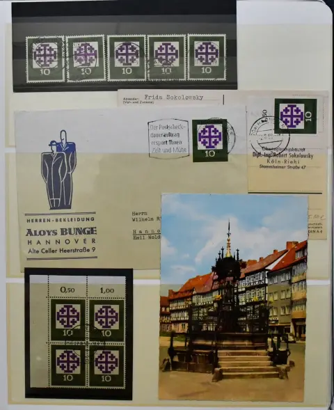 Bundesrepublik, 1959-61, Spezialslg. von alleine rund 150 Belegen sowie zahlreichen losen Marken, alle mit "Hannover"-Stempeln oder -Bezug, auch MeF, lose…