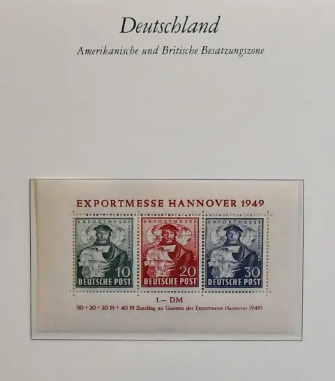 Bund/Bizone, 1948-1977, ungebr./postfr. Slg. im Borek-Album, dabei Bizone Bl. 1 postfr., Bund mit Nr. 171/72, ab 1955 fast kpl.