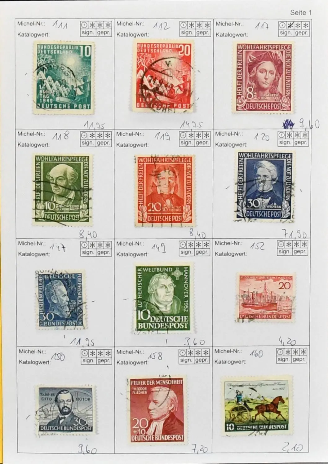 Bund, 1949-1958, gestempelte, qualitativ gemischte Slg. nur der ersten Jahre ab Nr. 111-12, 117-20 etc.