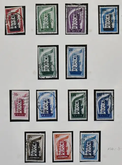 Europa-Union, 1956-1985, relatively complete used collection (except two/three cheap values), including Luxembourg 1956/57, Liechtenstein 1960, Spanish Andorra 1972 etc., in three good pre-printed albums