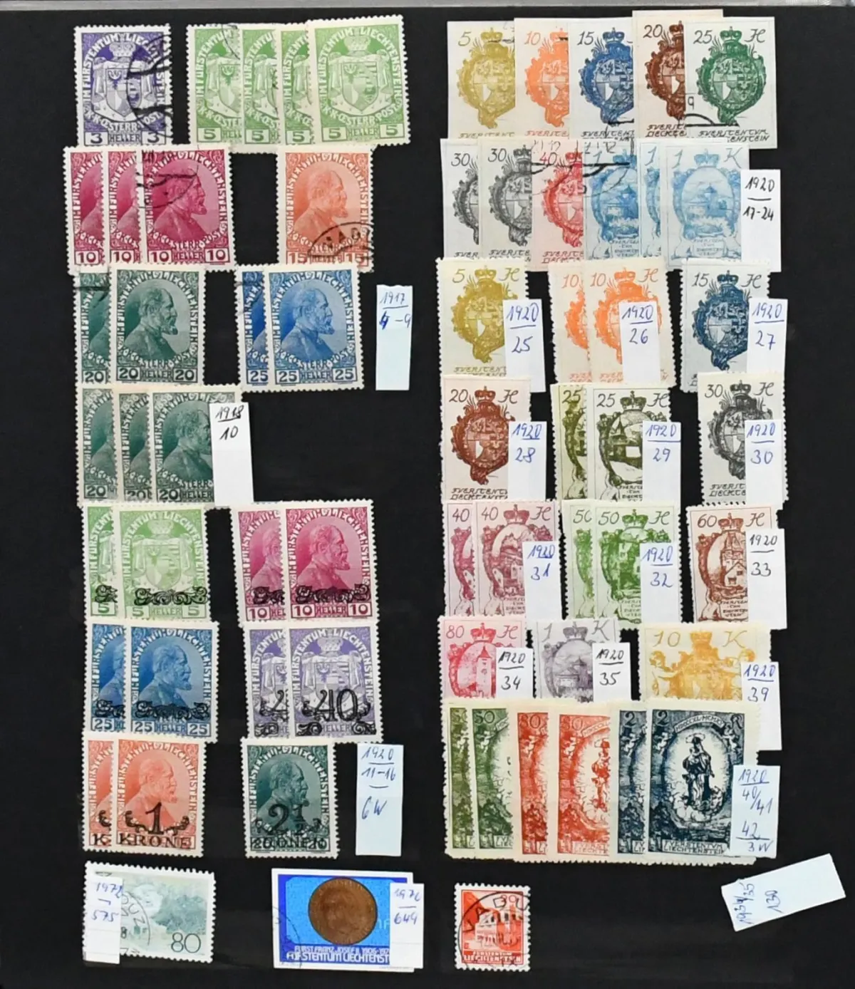 Evropa, malé státy, sbírka s Lichtenštejnskem č. 4/16, Lucembursko čistá dvojice č. 488/89 (Mi. 100,-), Monako č. 3/4 nepoužité (Mi. 160,-), č. 6 ražené atd.
