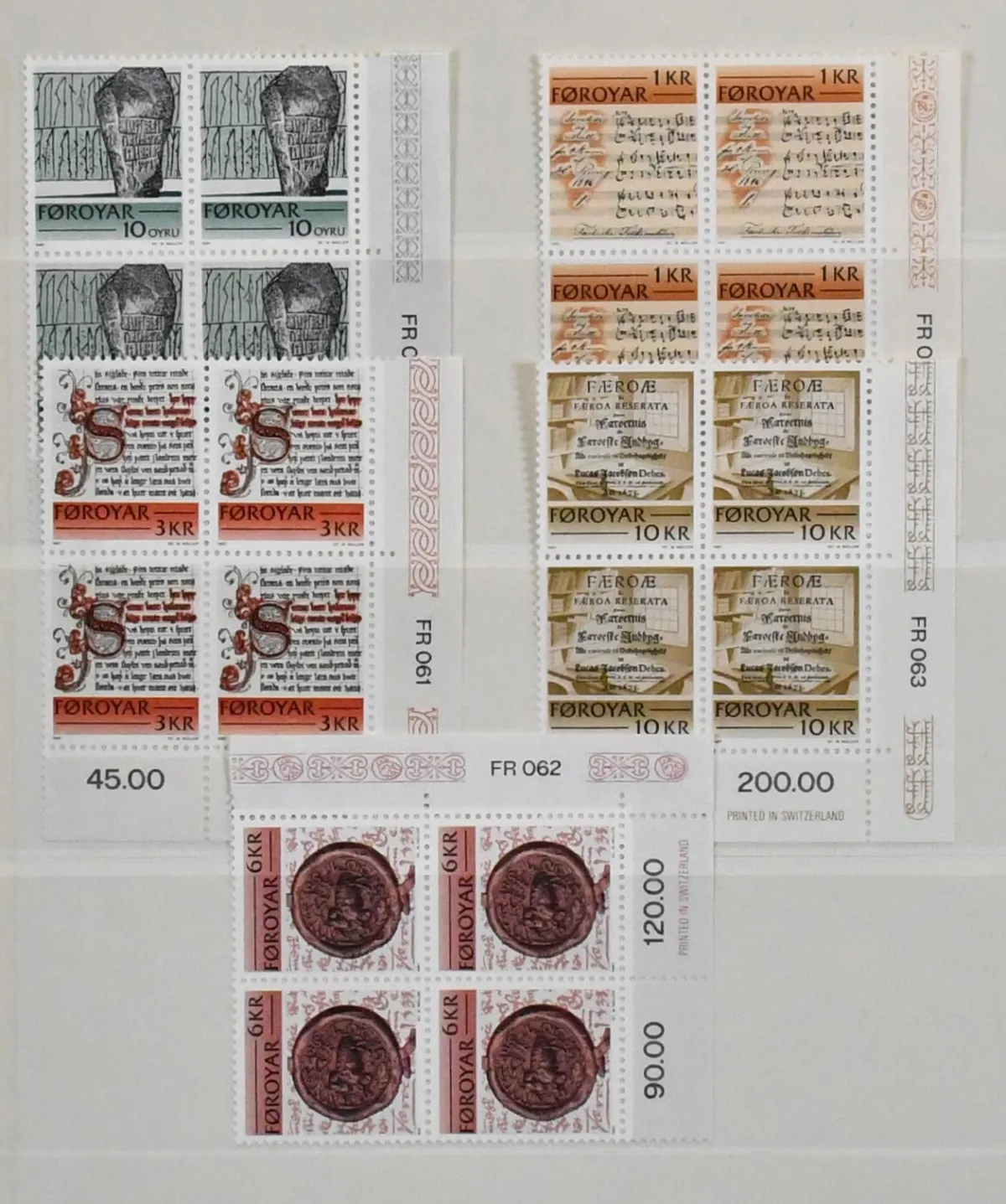 Faroe Islands, 1981-192, extensive MNH block of four collection on blank sheets, almost complete, Mi. approx. 1350,-