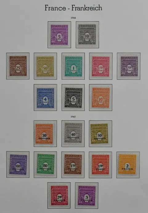 Francja, 1945/1972, kompletna kolekcja z nr 865 nieużywanym, 987/90 stemplowanym, prawie wszystko inne bez podlepki, w tym Bl. 4, wszystkie serie Sławni Francuzi itd., w…