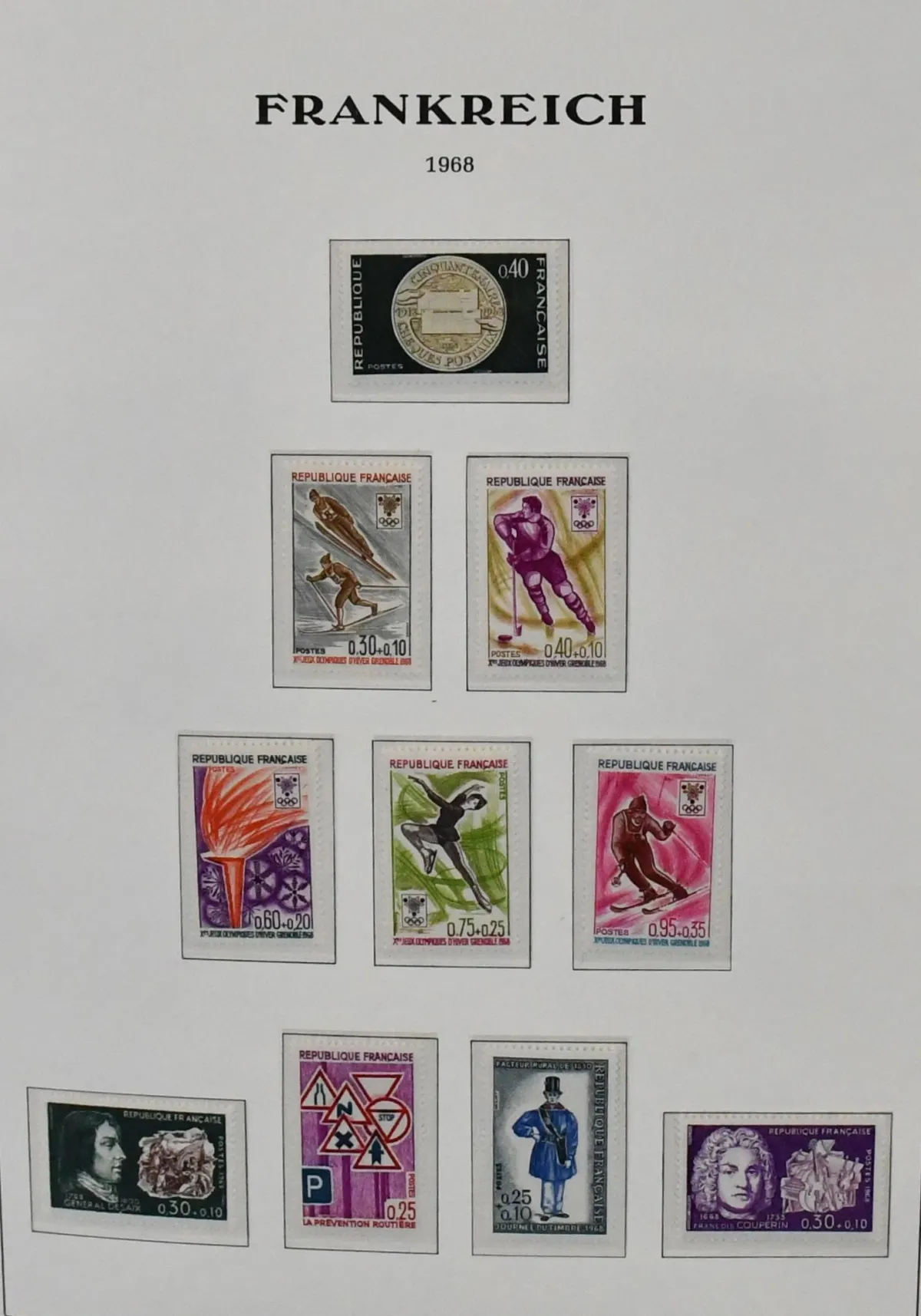 France, 1968/1986, complete mint collection, additionally with some stamp booklets, in as-new pre-printed album. The valid face value included is already...