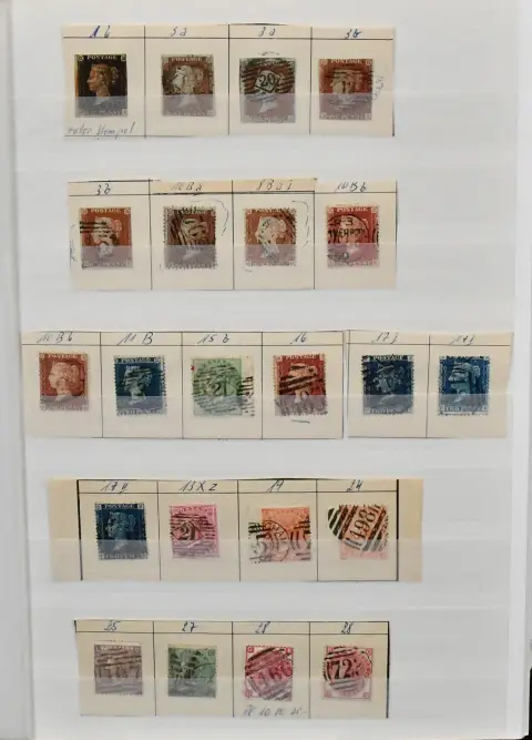 Grande-Bretagne, 1840/1925, collection oblitérée principalement des émissions classiques à partir du n° 1, avec n° 13, 15, 24/25, 27/30, bons n° 77/78 par deux, 79, 82, 86/97…