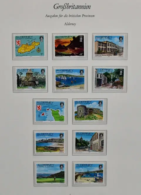 Guernsey, 1958/1992, complete mint collection, enhanced by numerous booklet se-tenant sheets, many se-tenant etc., in two Borek pre-printed albums. Plus some Alderney. Mi. approx. 1200,-