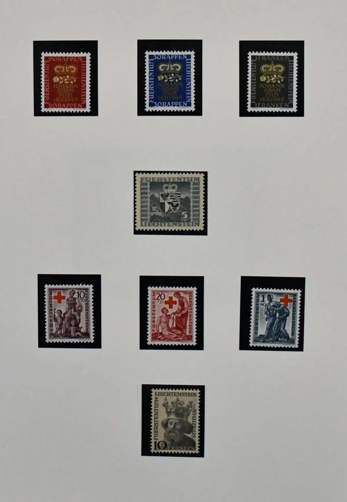 Liechtenstein, 1945-1973, mint, almost complete collection by main numbers and self-designed in album, with early postage stamps, no. 257/66, 268/76, Bl. 5, ...