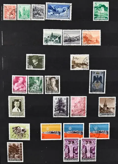 Лихтенштейн, коллекция с ранних выпусков до 2001, примерно с 1960 до конца как чистые (с номиналом), так и гашёные практически полные, дёшево!