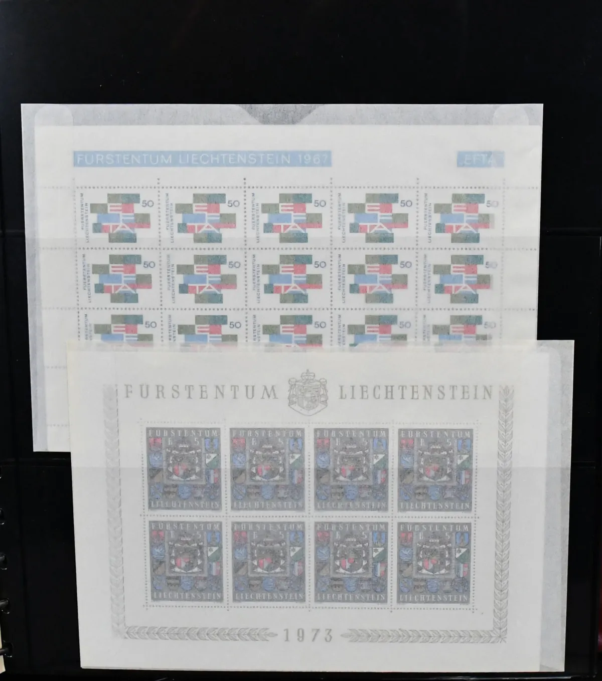 Liechtenstein, 1982/1996, kolekcja czwórek postfr. w nowym segregatorze SAFE. Dodatkowo kilka małych arkuszy, m.in. KLB nr 903. Mi. 2300,-