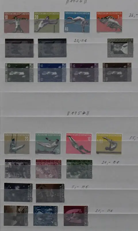 Liechtenstein, mint collection with some better items from the 1950s, including sports sets from 1956/1958, CEPT 1960 etc., up to 1995, in two albums. Mi. 1700,-