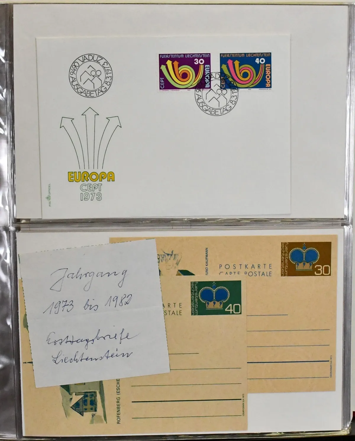 Liechtenstein, 1973/2001, complete verzameling sier-FDC's in drie albums. Mi. 1400,-