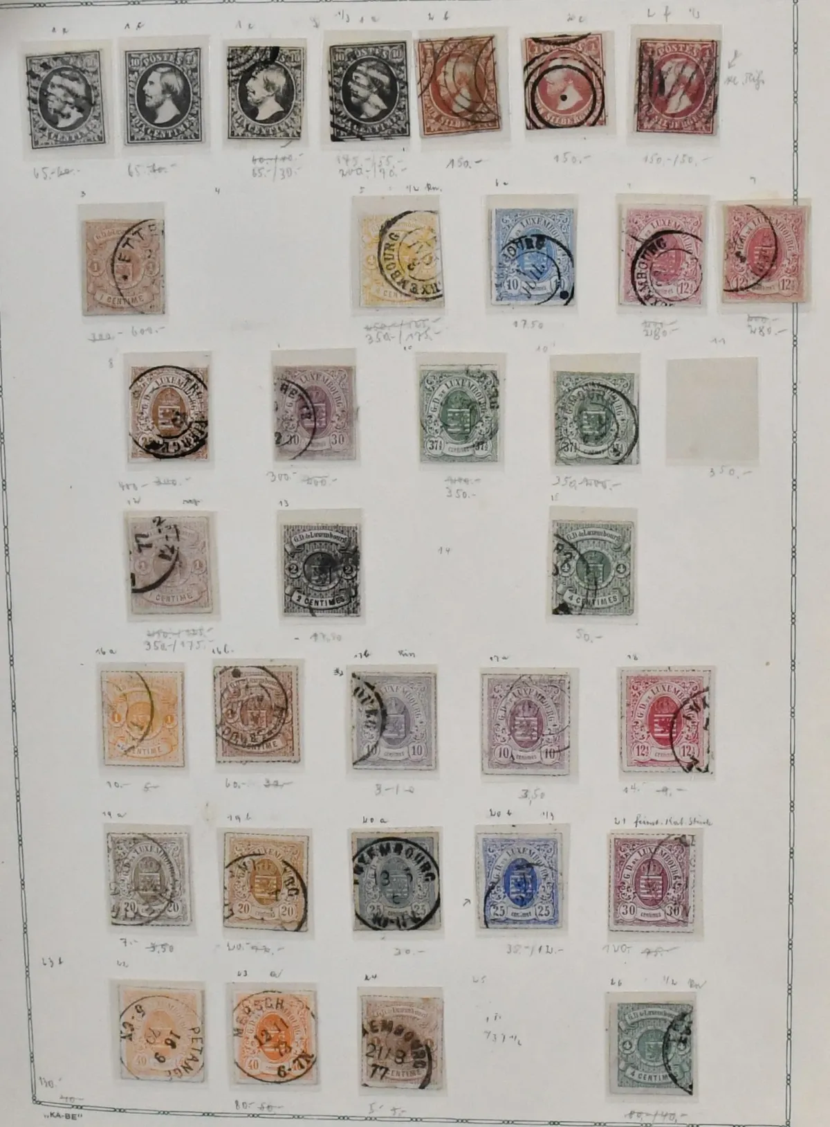 Lucembursko, 1852-1966, sbírka v obou stavech v albu, obsahuje mnoho dobrých hodnot jako např. č. 1(4), 2(3), 5-8, 9(2), 21, 23a/b, 26, 27-34, 35(3), 36(2),…