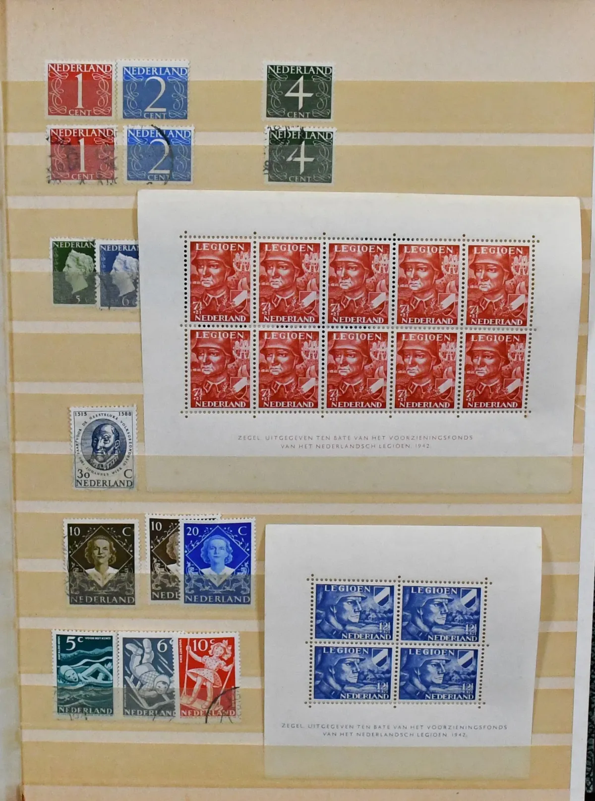 Netherlands, 1942-1972, mostly mint never hinged stock in album, including bl. 1 and 2 unused, much "Voor het Kind", no. 661 and 706 from sheet margin, several units, many marginal pieces, etc., interesting find