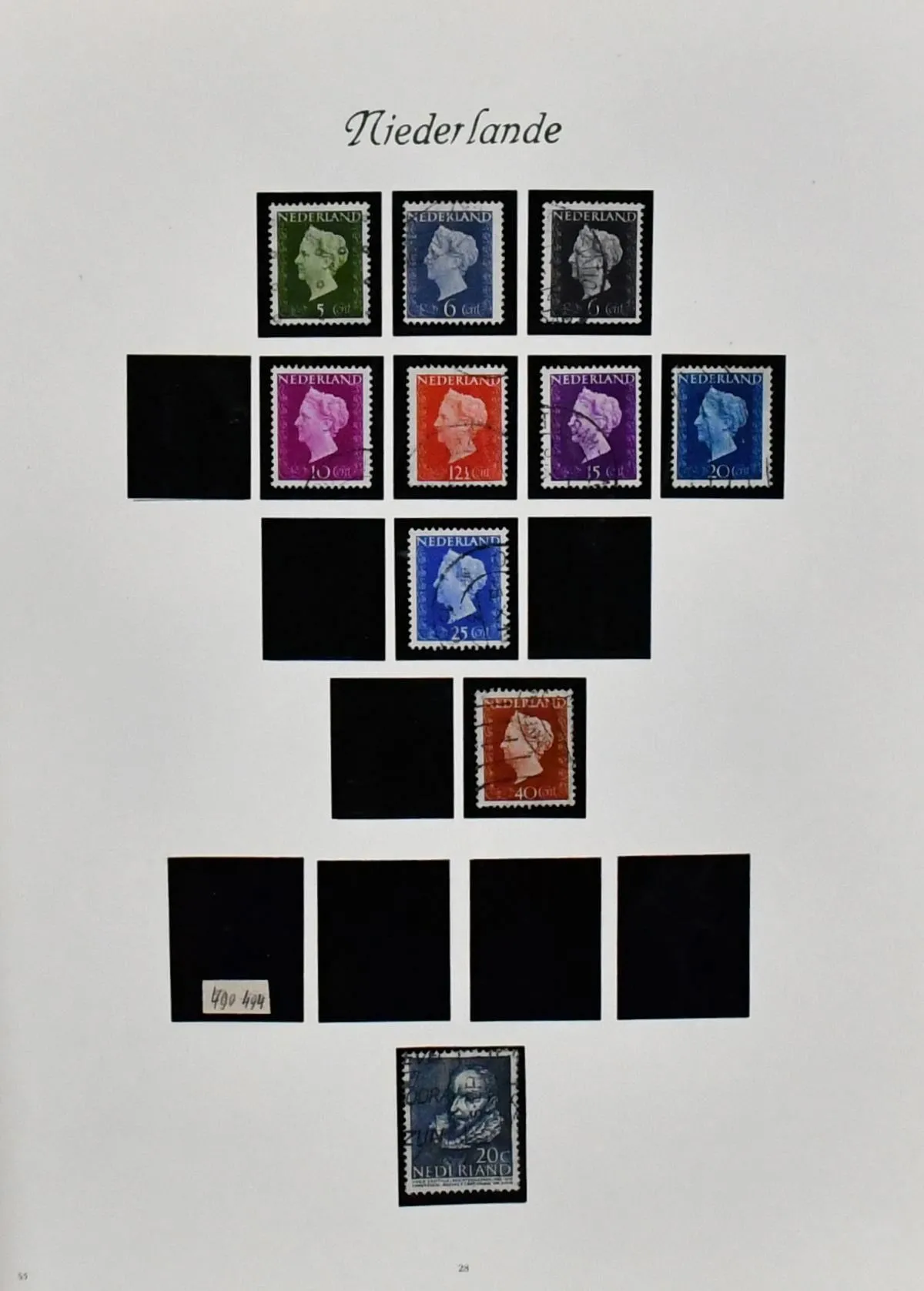 Netherlands, 1945/1975, used collection with many complete sets, among others from 1960-1975 almost complete, in Borek pre-printed album