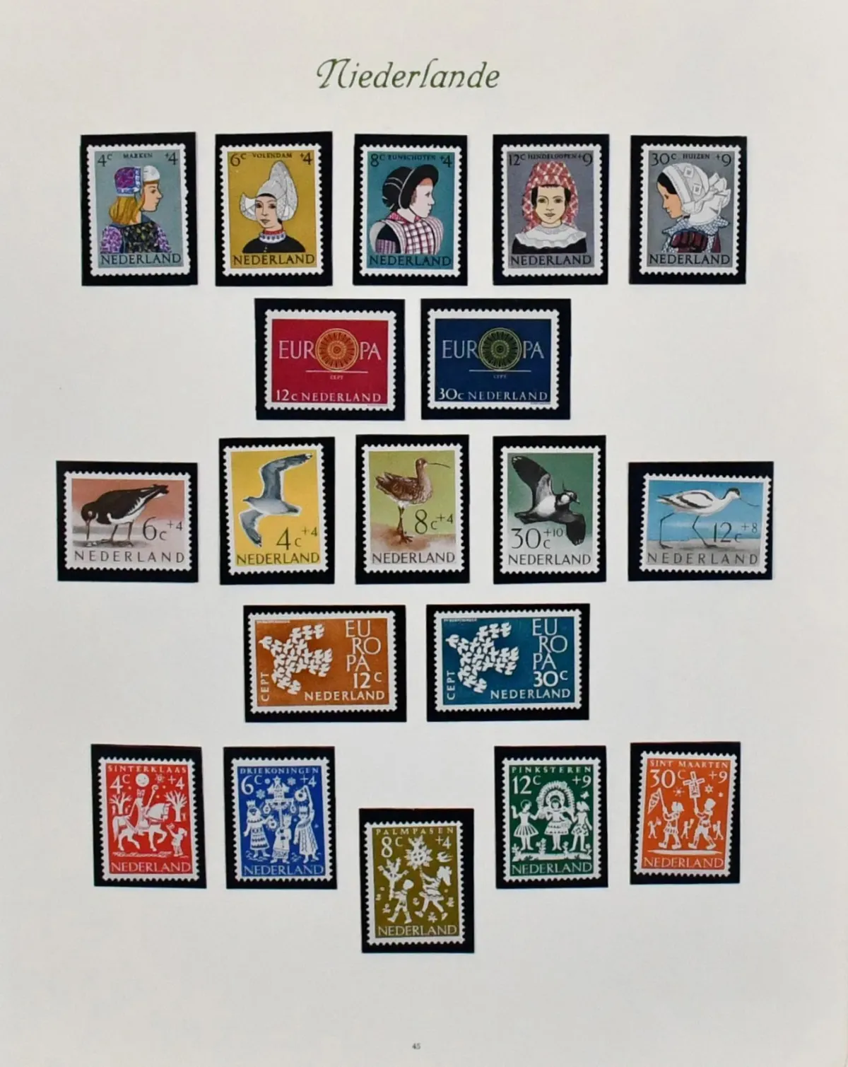 Pays-Bas, 1960/1987, collection non oblitérée, sans année 1986, complète, dans deux albums préimprimés Borek. Mi. 700,-