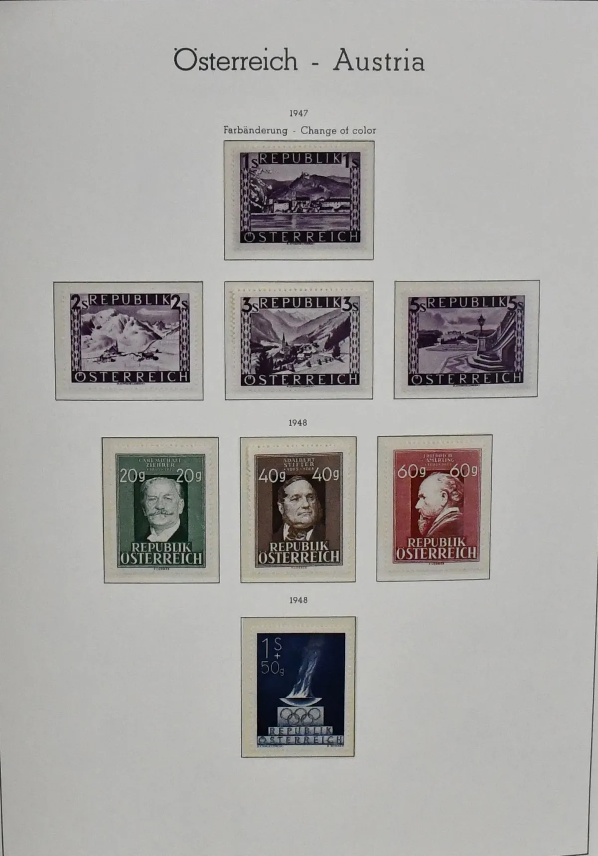 Austria, 1945-1997, mint collection in two green Leuchtturm pre-printed albums with slipcase, almost complete.