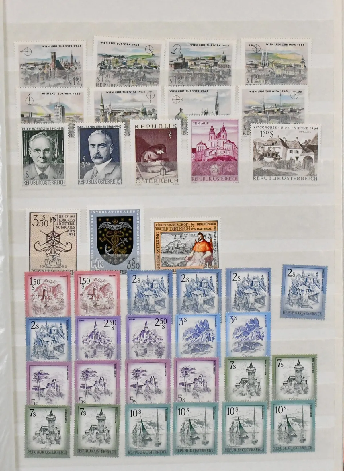 Rakousko, neupotřebený, různorodý soubor z let 1960/80, chronologicky ve dvou albech. Mi. cca 3800,- při bývalé poštovní ceně 15 000,-…