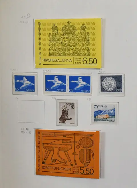Schweden, 1970-1985 (ca.), postfr. Slg. mit einer Vielzahl von Zusammendrucken, Markenheftchen usw., im selbstgest. dicken Leuchtturm-Klemmbinder, enorm…